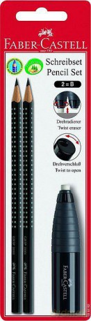 Ołówek Grip Czarny 2 Sztuki + Temperówka Z Gumką [SZKOŁA]