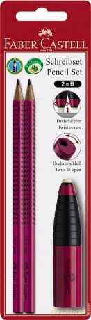 Ołówek Grip Jagodowy 2 Sztuki + Temperówka Z Gumką [SZKOŁA]