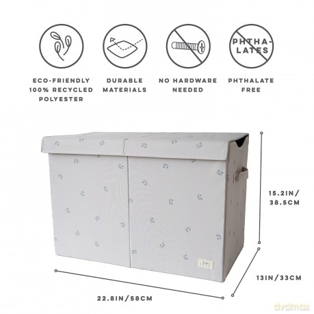 3 Sprouts - Recycled Folding Toy Chest - Blueberry/Taupe