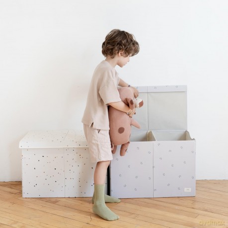 3 Sprouts - Recycled Folding Toy Chest - Blueberry/Taupe