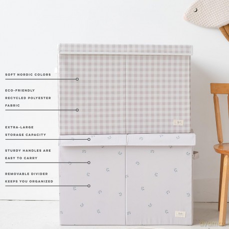 3 Sprouts - Recycled Folding Toy Chest - Gingham Beige