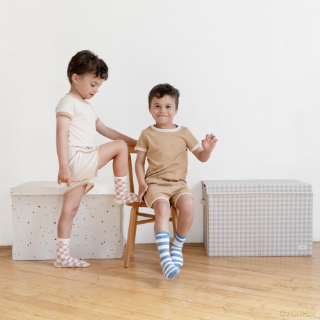 3 Sprouts - Recycled Folding Toy Chest - Gingham Beige