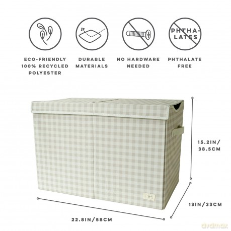 3 Sprouts - Recycled Folding Toy Chest - Gingham Beige