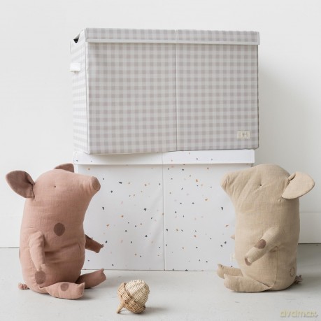 3 Sprouts - Recycled Folding Toy Chest - Gingham Beige