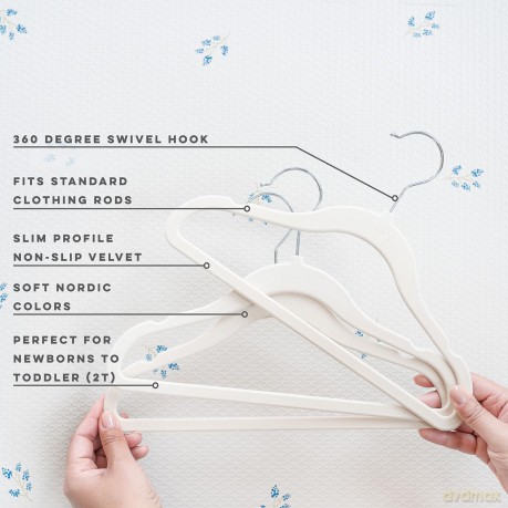 3 Sprouts - Velvet Hanger (Set of 15) - Beige