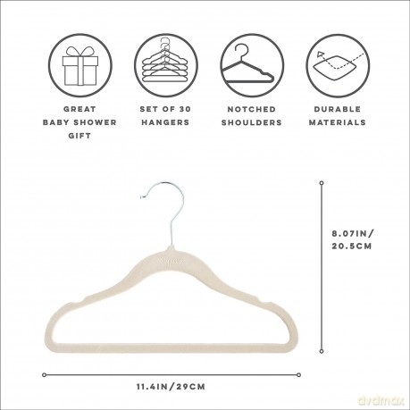 3 Sprouts - Velvet Hanger (Set of 15) - Beige