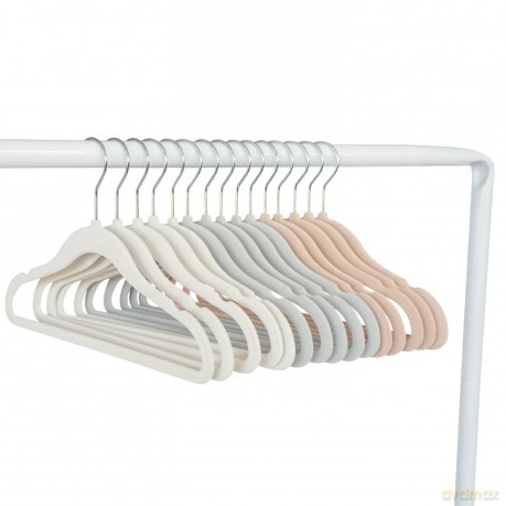 3 Sprouts - Velvet Hanger (set of 15) - Cream, Gray, Hazelnut