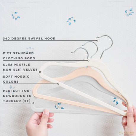 3 Sprouts - Velvet Hanger (set of 15) - Cream, Gray, Hazelnut