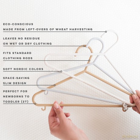 3 Sprouts - Wheat Straw Hanger (set of 15) - Cream/Gray/Brown - 20.5 x 29 cm