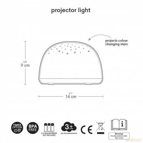 A little lovely company - Projector Light - Space - 13.8 x 8.5 x 13.8 cm