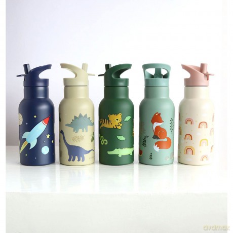 A little lovely company - Stainless steel drinking bottle - Dino - 7.3 x 20 x 7.3 cm