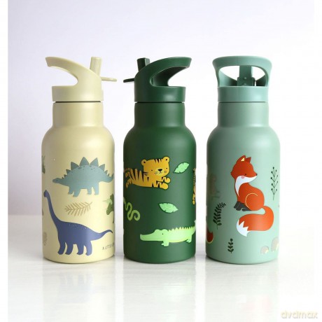 A little lovely company - Stainless steel drinking bottle - Dino - 7.3 x 20 x 7.3 cm