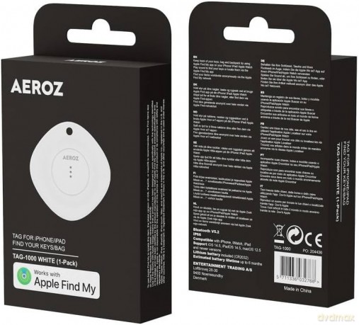 Lokalizator kluczy Bluetooth AEROZ - TAG-1000 White - Key finder for use with iPhone - Works with Apple Find My app