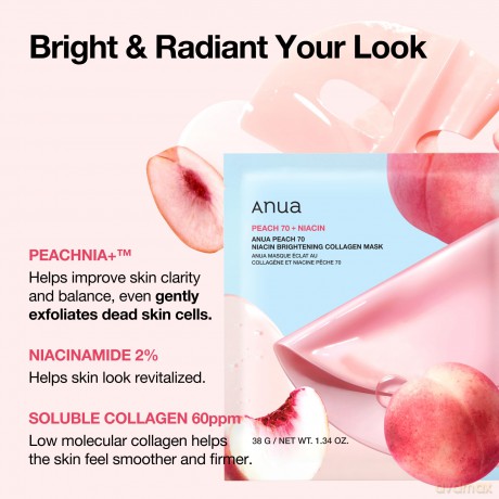 Anua - Brightening Collagen Mask - Peach 70 Niacin