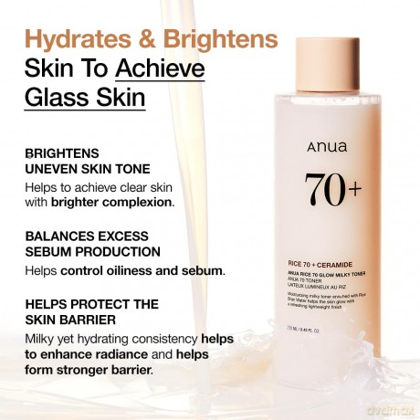 Anua - Rice 70 Glow Milky Toner - 250 ml