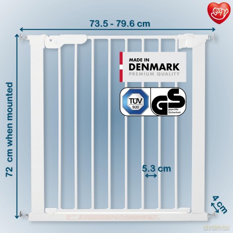 BabyDan - Safety Gate - Premier - White - 73,5 - 79,6 cm