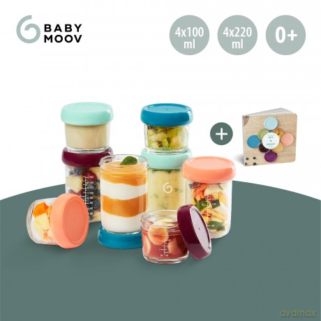 Babymoov - Glass Babybols Multiset - 4x120ml + 4x240ml + Recipe Book
