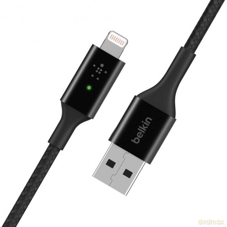 Belkin - Smart LED USB-A to Lightning Cable, Black