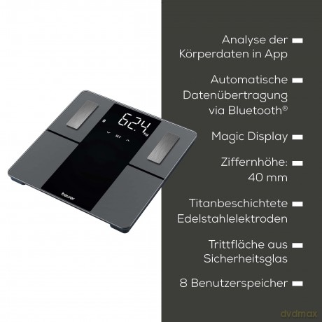 Beurer - BF 500 Super Black Edition Diagnostic Bathroom Scale - 5 Years Warranty