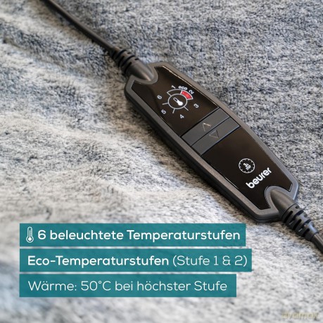 Beurer - HD 75 Green Planet Heating Blanket - Nordic Gray - 3 Years Warranty