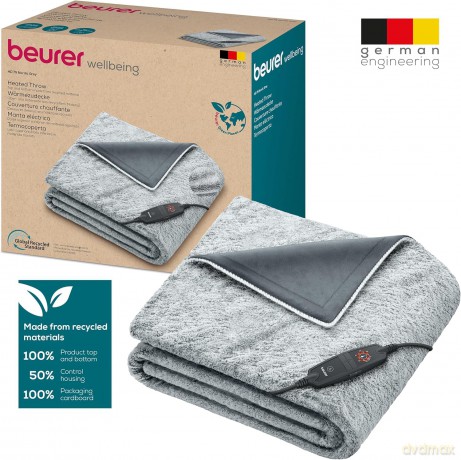 Beurer - HD 75 Green Planet Heating Blanket - Nordic Gray - 3 Years Warranty