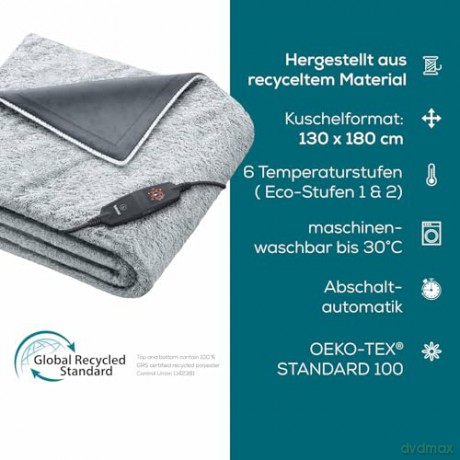 Beurer - HD 75 Green Planet Heating Blanket - Nordic Gray - 3 Years Warranty