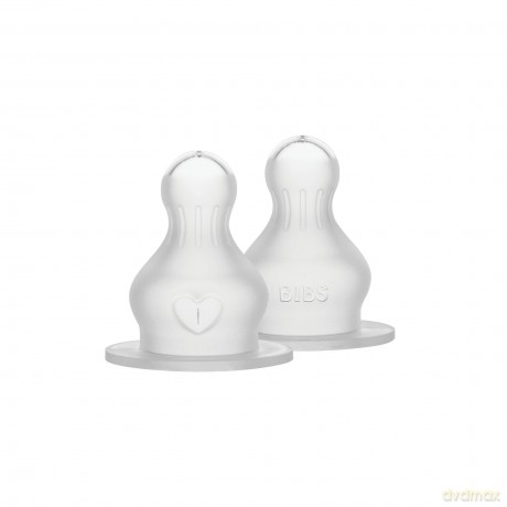 BIBS - Baby Bottle Nipple Round Silicone 2 Pack - Medium Flow