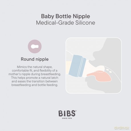 BIBS - Baby Bottle Nipple Round Silicone 2 Pack - Medium Flow