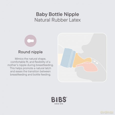BIBS - Baby Bottle Round Latex 2 Pack Slow Flow - Ivory - 150 ml