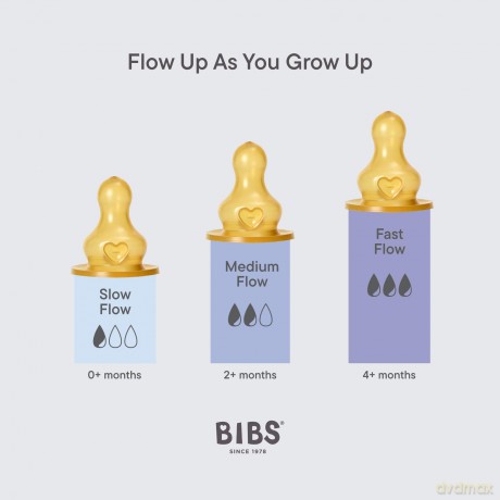 BIBS - Glass Baby Bottle Round Latex Medium Flow - Sage - 240 ml