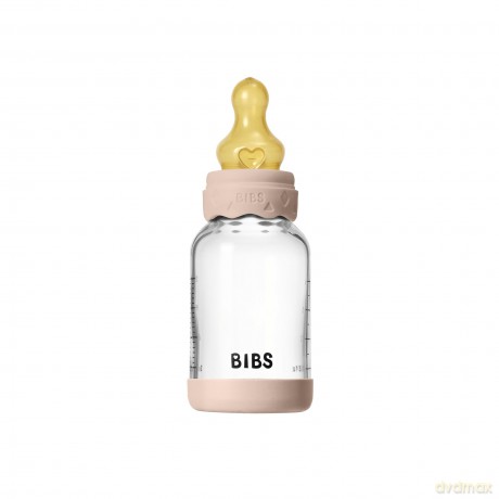 BIBS - Glass Boheme Baby Bottle Round Latex - Blush - 120 ml