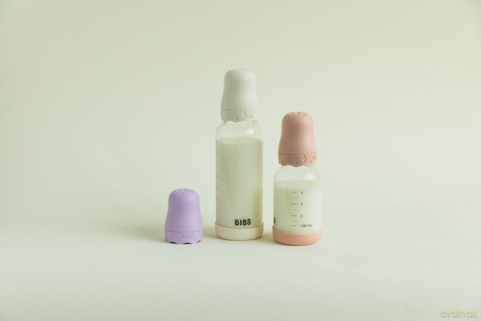 BIBS - Glass Boheme Baby Bottle Round Latex - Blush - 120 ml