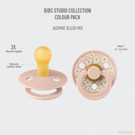 BIBS - Pacifier Studio Colour 2 PACK Block Latex - Blush Mix - Size 1