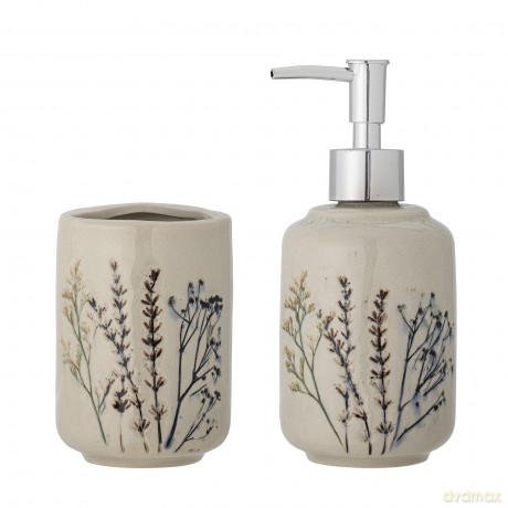 Zestaw dozownik mydła Bloomingville - Bea Soap Dispenser Set - Nature - Stoneware