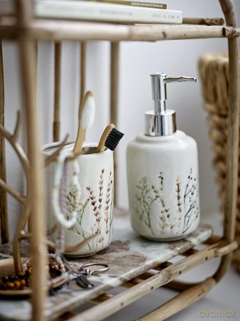 Zestaw dozownik mydła Bloomingville - Bea Soap Dispenser Set - Nature - Stoneware