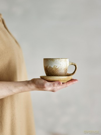 Bloomingville - Brenta Cup with Saucer - Nature