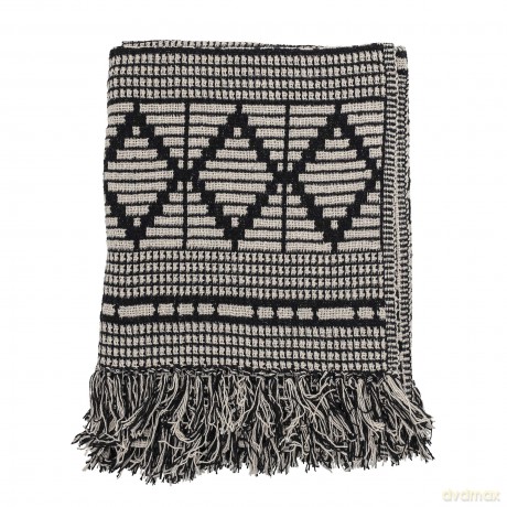Bloomingville - Gutte Recycled Cotton Throw 160x130 cm - Black