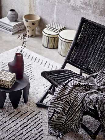 Bloomingville - Gutte Recycled Cotton Throw 160x130 cm - Black