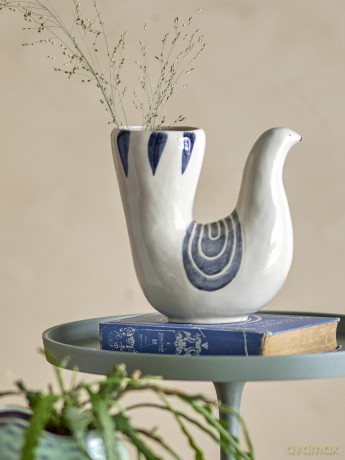 Wazon Bloomingville - Trudy Vase H19 cm - White Stoneware