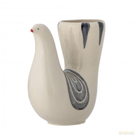 Wazon Bloomingville - Trudy Vase H19 cm - White Stoneware