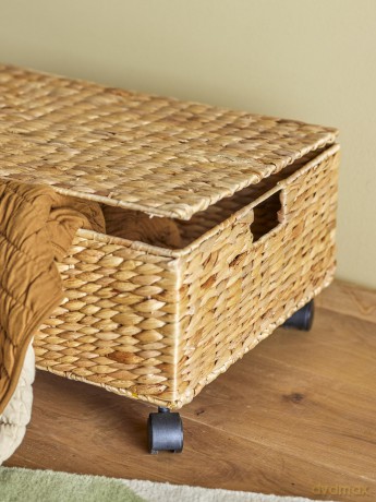 Bloomingville MINI - Nelas Basket w/Lid, Nature, Water Hyacinth (82064333)