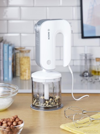 Bosch - Styline Hand Mixer, 500W - MFQ4080 - White/Silver (Accessories Included)