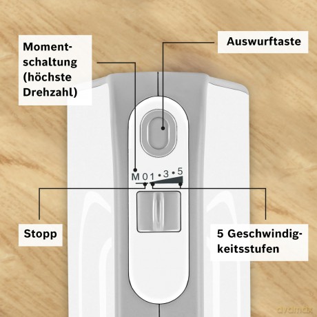 Bosch - Styline Hand Mixer, 500W - MFQ4080 - White/Silver (Accessories Included)