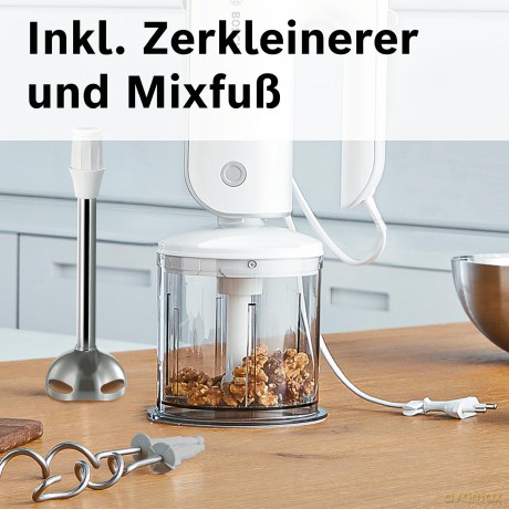 Bosch - Styline Hand Mixer, 500W - MFQ4080 - White/Silver (Accessories Included)