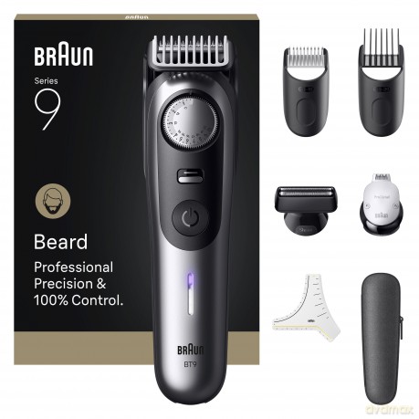 Braun - Beard Trimmer Series 9, +7 Barbering Tools, BT9520 - Satin Chrome