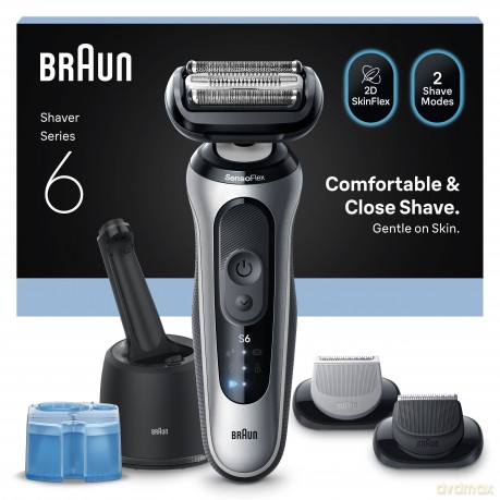 Braun - Series 6 Electric Shaver - SmartCare Center +2 Attachments - 62-S7650CC - Silver