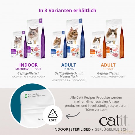 catit - Catit Recipes Premium Dry Food for Cats - Adult Indoor - 2 kg