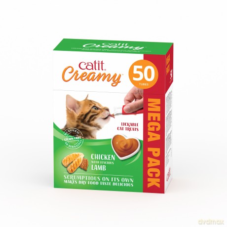 Przysmak Catit - Creamy Premium Treat for Cats - Chicken with Lamb - Mega Pack (50x10g)