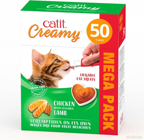 Przysmak Catit - Creamy Premium Treat for Cats - Chicken with Lamb - Mega Pack (50x10g)