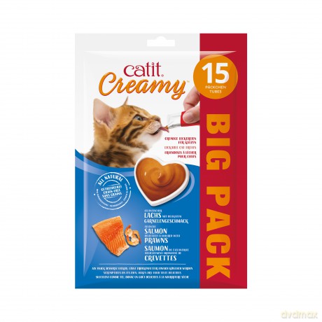 Catit - Creamy Premium Treat for Cats - Salmon with Prawn - 15x10g